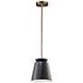 2_Small LED Trapezoid Pendant - Carbon Black - Antique Brass - Rigid Stem more views