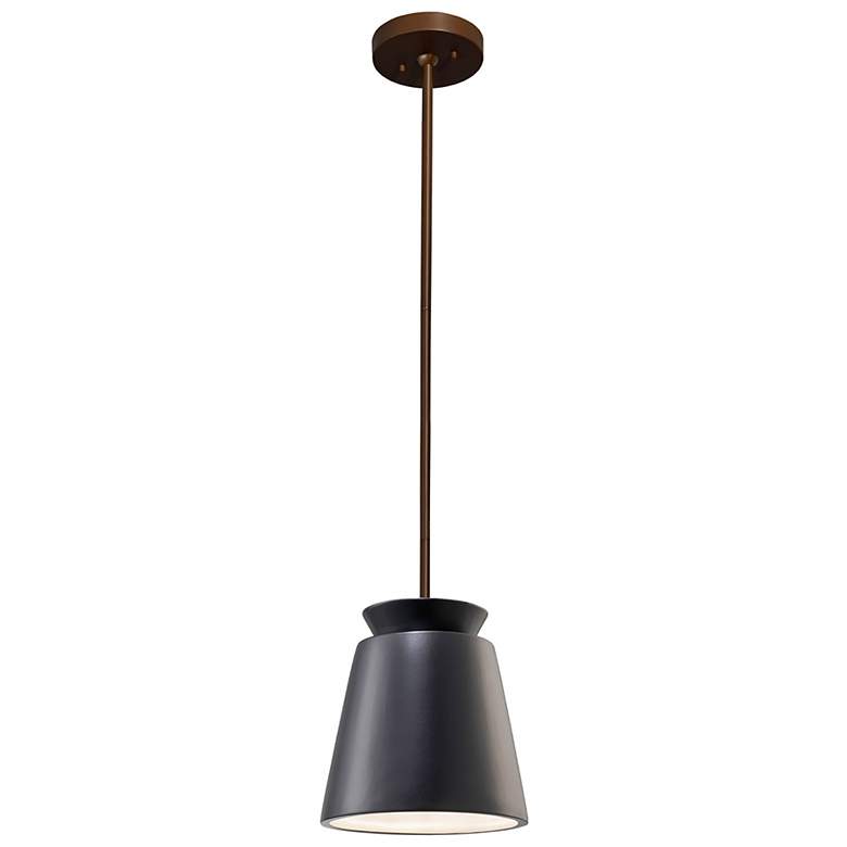Image 2 Small LED Trapezoid Pendant - Carbon Black - Dark Bronze - Rigid Stem more views