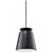 Small LED Trapezoid Pendant - Carbon Black - Polished Chrome - Rigid Stem