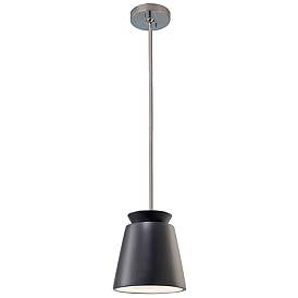 Image2 of Small LED Trapezoid Pendant - Carbon Black - Polished Chrome - Rigid Stem more views