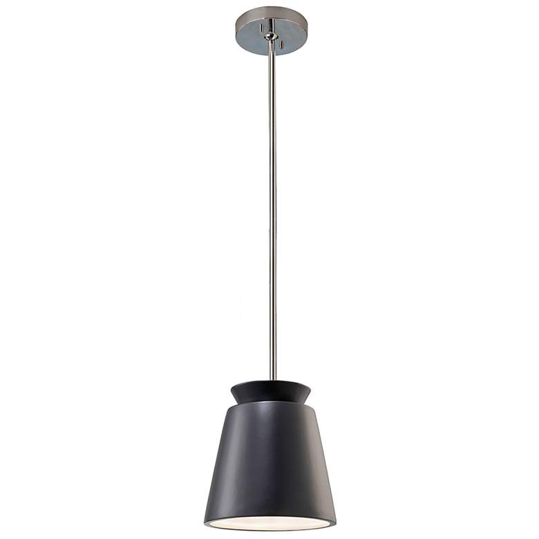 Image 2 Small LED Trapezoid Pendant - Carbon Black - Polished Chrome - Rigid Stem more views