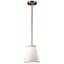 2_Small LED Trapezoid Pendant - Matte White - Antique Brass - Rigid Stem more views