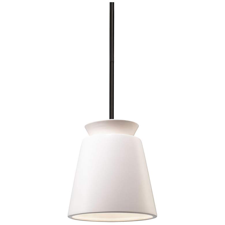 Image 1 Small LED Trapezoid Pendant - Matte White - Matte Black - Rigid Stem