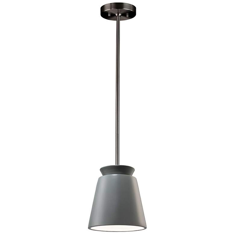 Image 2 Small LED Trapezoid Pendant - Pewter Green - Brushed Nickel - Rigid Stem more views