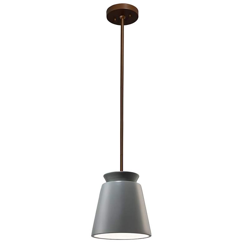 Image 2 Small LED Trapezoid Pendant - Pewter Green - Dark Bronze - Rigid Stem more views