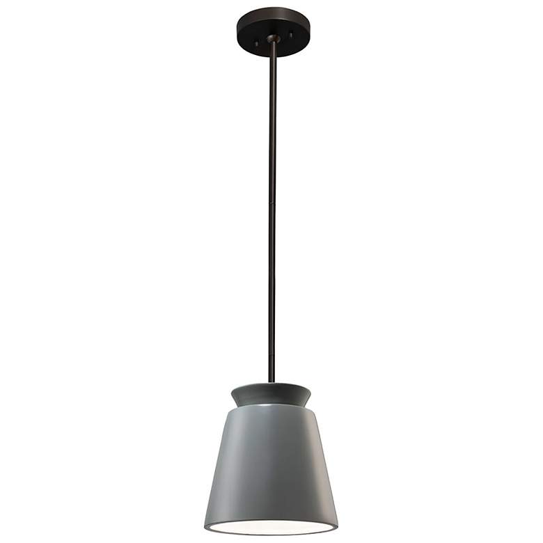 Image 2 Small LED Trapezoid Pendant - Pewter Green - Matte Black - Rigid Stem more views