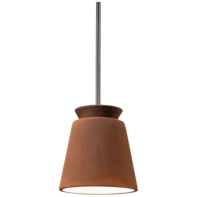 Image 1 Small LED Trapezoid Pendant - Real Rust - Brushed Nickel - Rigid Stem