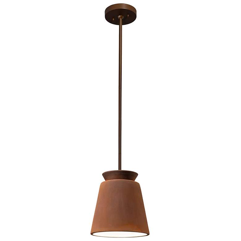 Image 2 Small LED Trapezoid Pendant - Real Rust - Dark Bronze - Rigid Stem more views