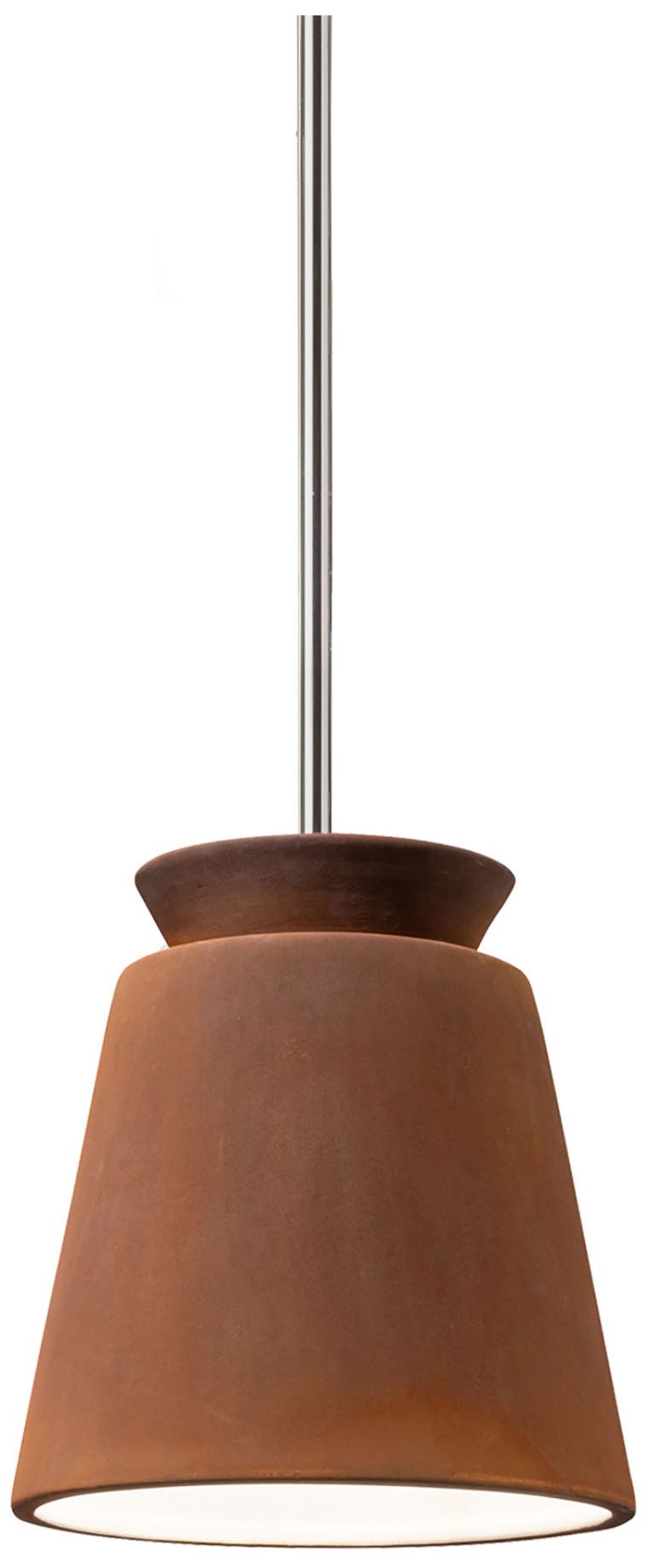 Small LED Trapezoid Pendant Real Rust Polished Chrome Rigid Made to Order