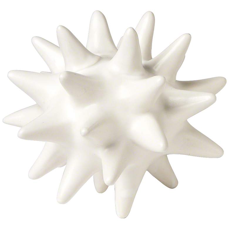 Image 1 Small Matte White 4" High Ceramic Urchin Sculpture