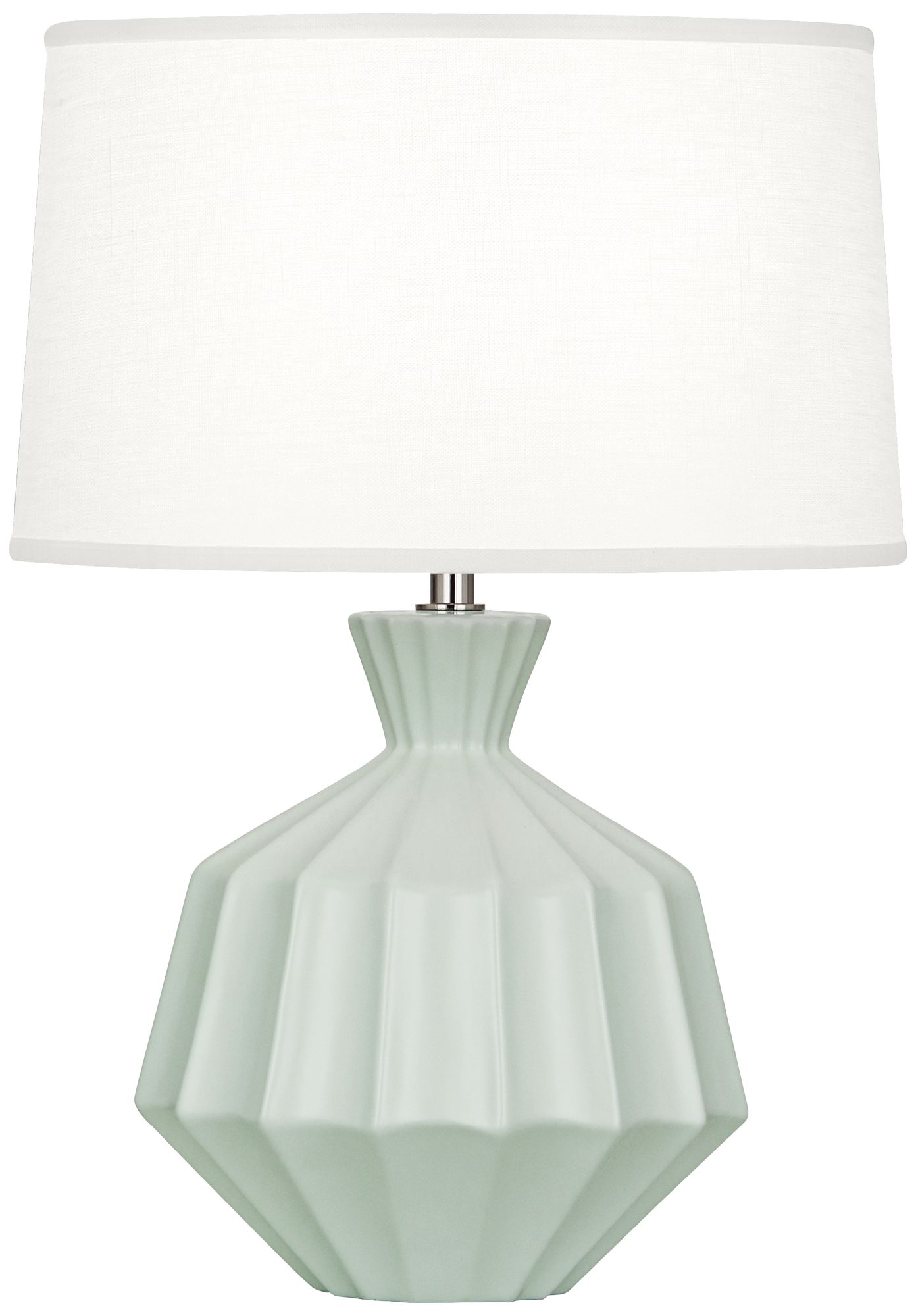 Small Orion 17"H Matte Celadon Accent Lamp with White Shade Made to Order