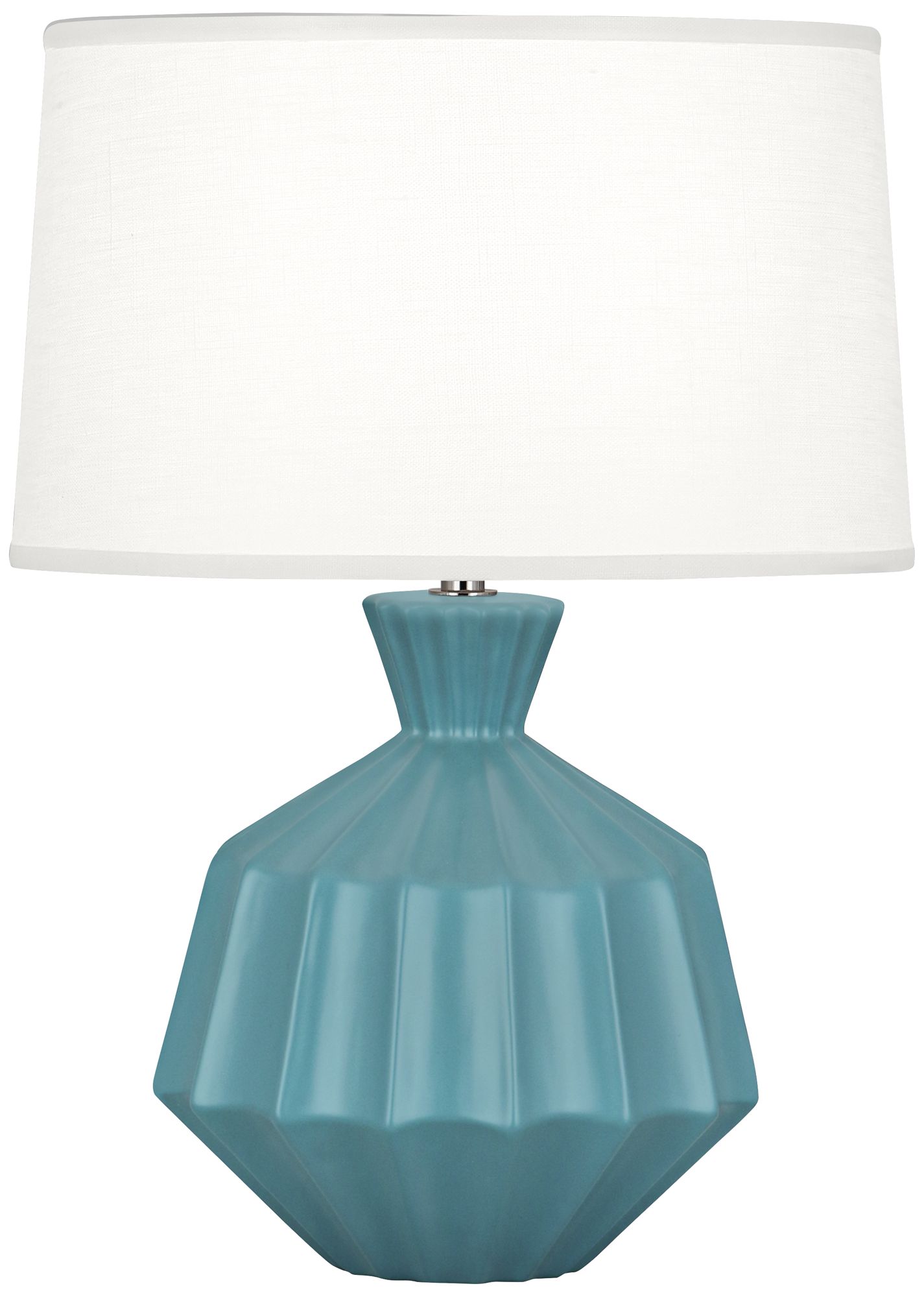 Small Orion 17"H Matte Steel Blue Accent Lamp with Whitede Made to Order