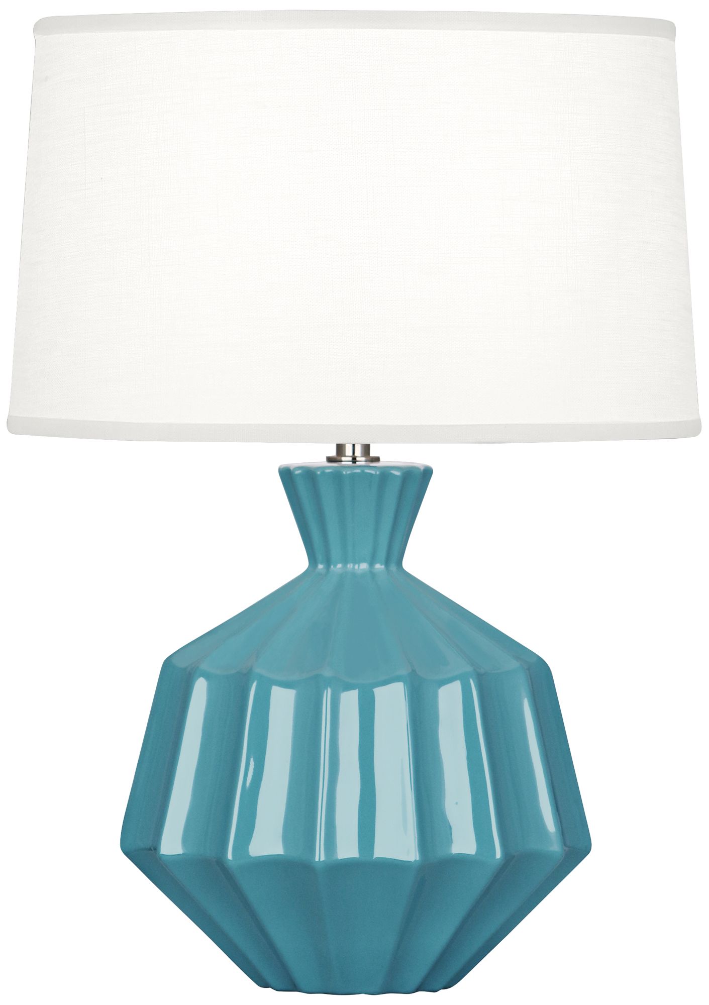 Small Orion 17" High Steel Blue Accent Lamp with White Shade Made to Order