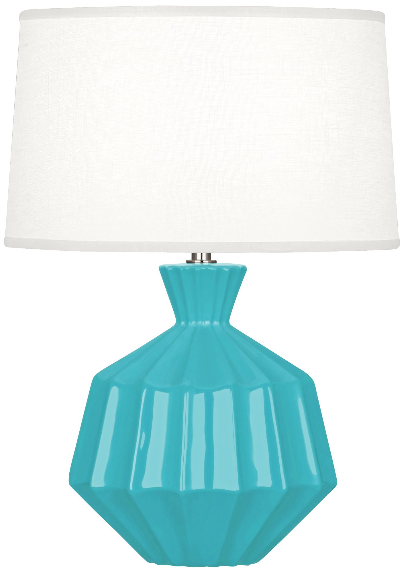 Small Orion 17" High Teal Accent Lamp with White Shade - Made to Order