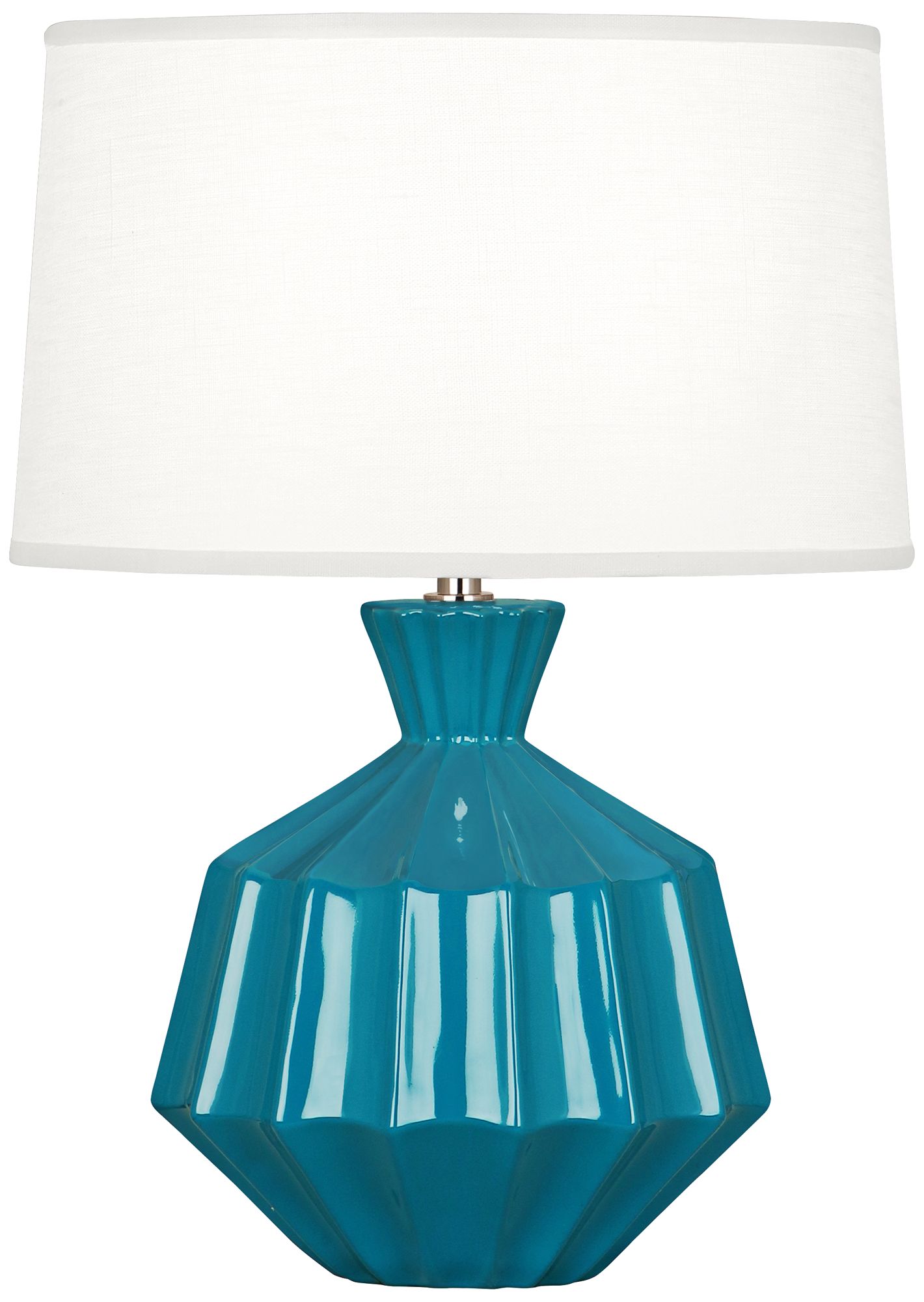 Small Orion 17" High Peacock Accent Lamp White Shade - Made to Order