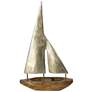 Small Pewter Sails Natural Stained Wood Base Boat Sculpture