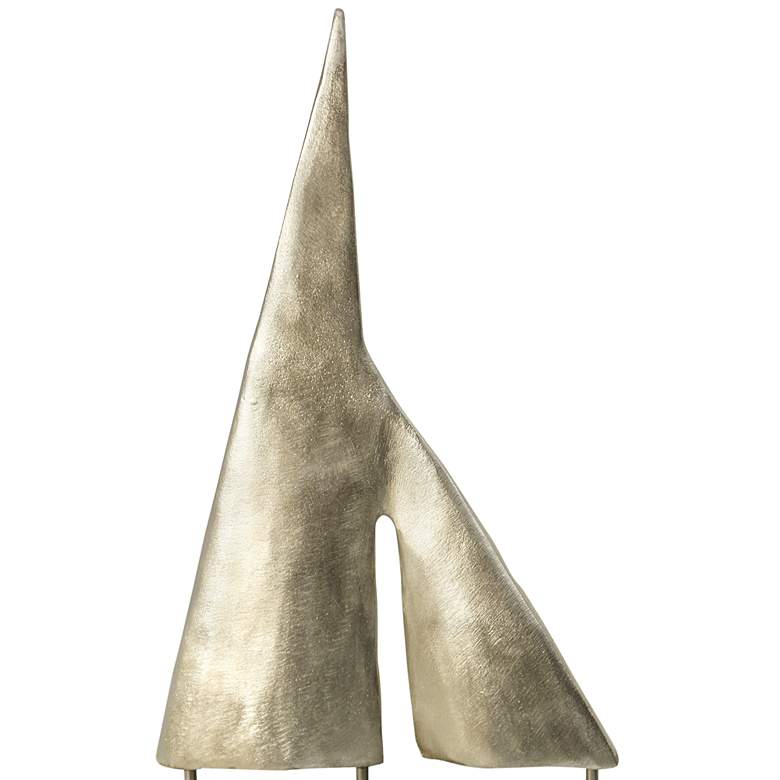 Image 2 Small Pewter Sails Natural Stained Wood Base Boat Sculpture more views