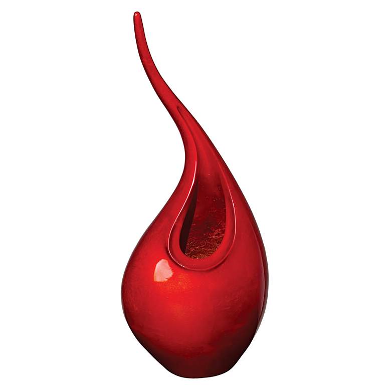 Image 1 Small Red Lacquer 12 3/4 inch High Flame Vase