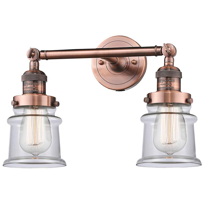 Image 1 Small Small Canton 17" 2-Light Antique Copper Bath Light w/ Clear Shad