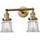 Small Small Canton 17" 2-Light Brushed Brass Bath Light w/ Clear Shade