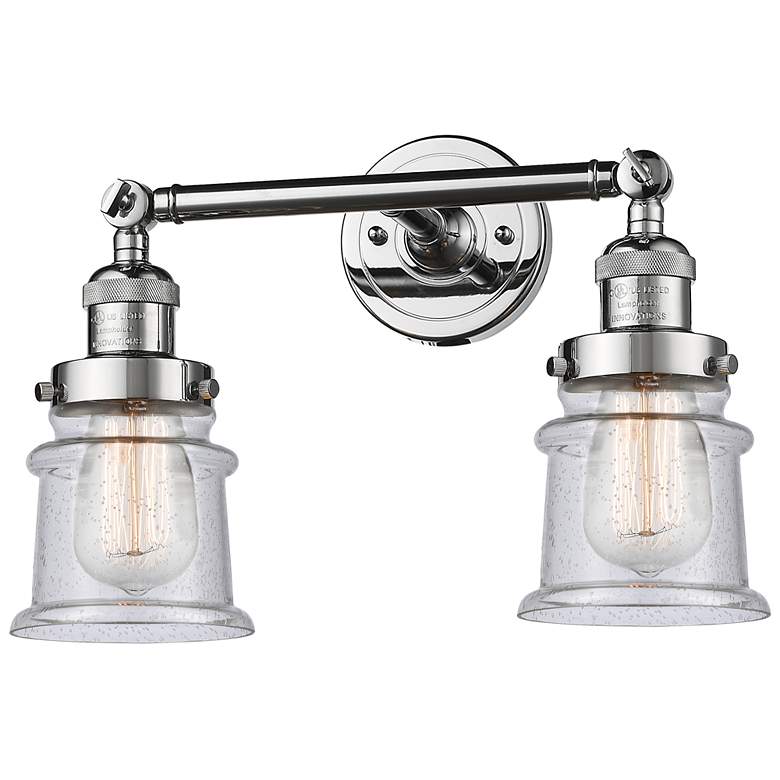 Image 1 Small Small Canton 17" 2-Light Polished Chrome Bath Light w/ Seedy Sha