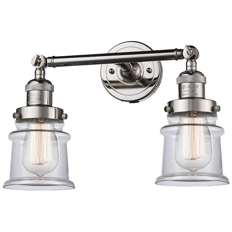 Image 1 Small Small Canton 17" 2-Light Polished Nickel Bath Light w/ Clear Sha