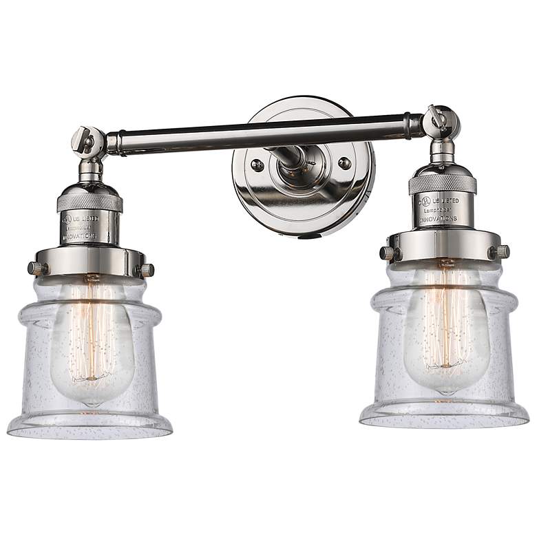 Image 1 Small Small Canton 17" 2-Light Polished Nickel Bath Light w/ Seedy Sha