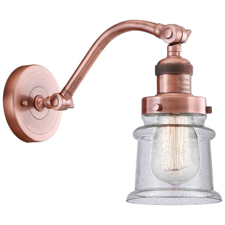 Image 1 Small Small Canton 7" Antique Copper Sconce w/ Seedy Shade