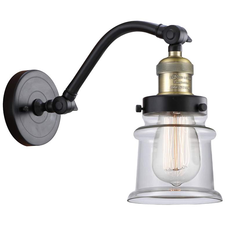 Image 1 Small Small Canton 7" Black Antique Brass Sconce w/ Clear Shade