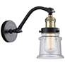 Small Small Canton 7" Black Antique Brass Sconce w/ Seedy Shade