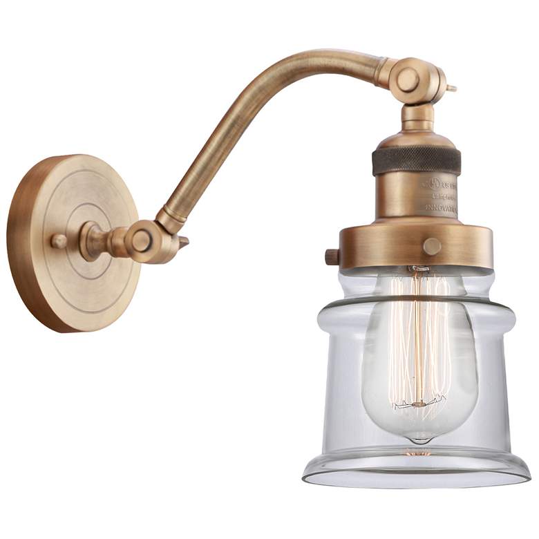 Image 1 Small Small Canton 7" Brushed Brass Sconce w/ Clear Shade
