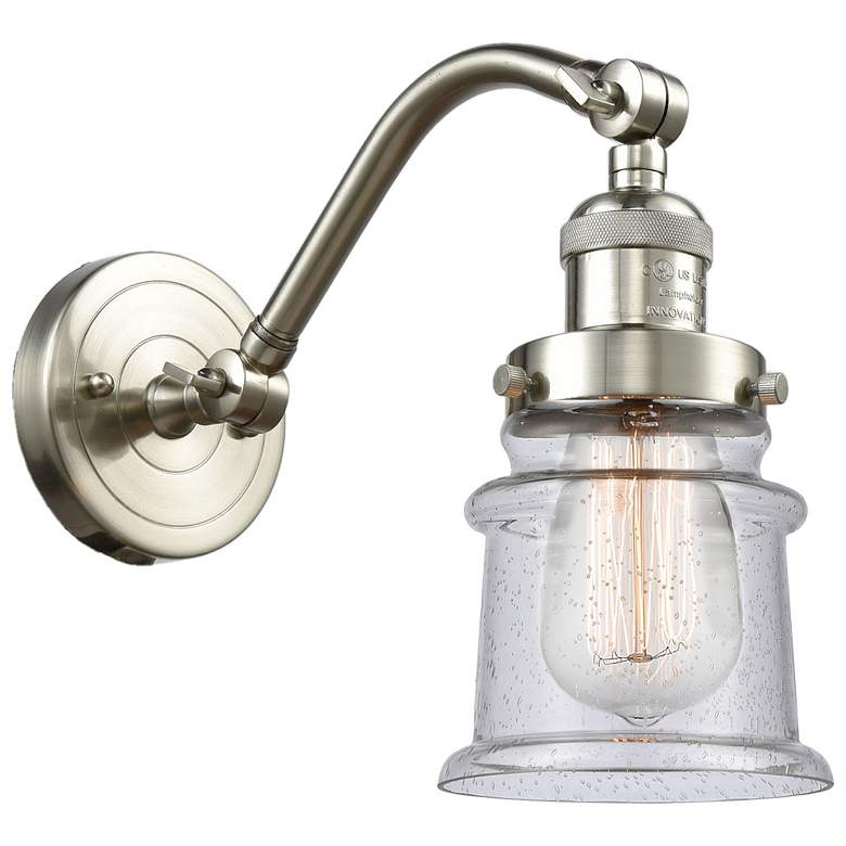 Image 1 Small Small Canton 7" Brushed Satin Nickel Sconce w/ Seedy Shade