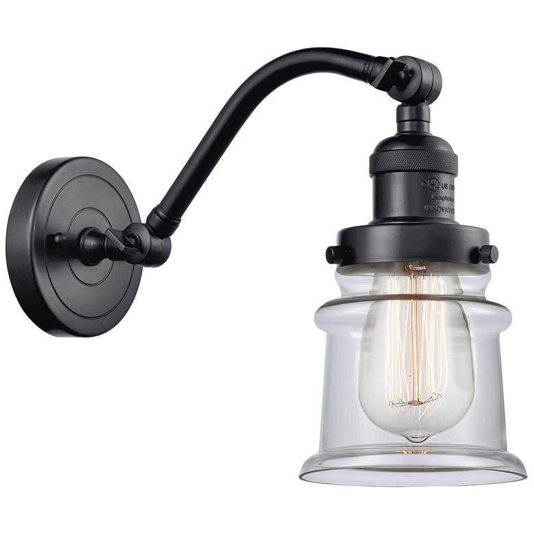 Image 1 Small Small Canton 7" Matte Black Sconce w/ Clear Shade