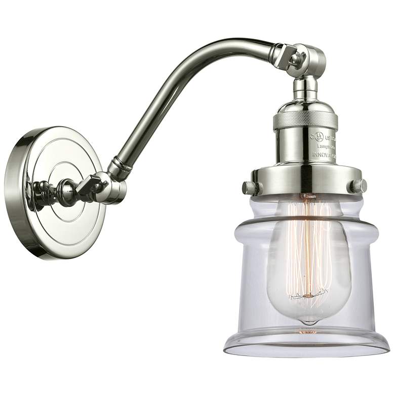 Image 1 Small Small Canton 7" Polished Nickel Sconce w/ Clear Shade