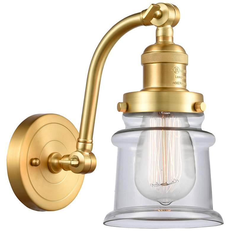Image 1 Small Small Canton 7 inch Satin Gold Sconce w/ Clear Shade
