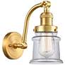 Small Small Canton 7" Satin Gold Sconce w/ Clear Shade