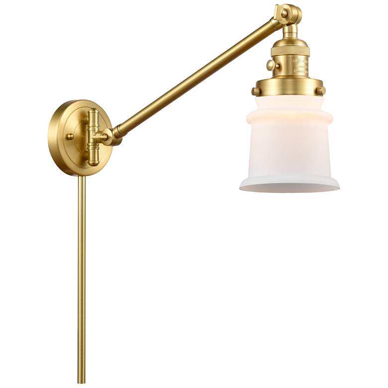 Image 1 Small Small Canton 8" Satin Gold Swing Arm w/ Matte White Shade