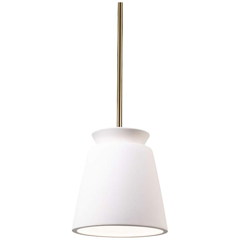 Image 1 Small Trapezoid Pendant - Bisque - Antique Brass - Rigid Stem