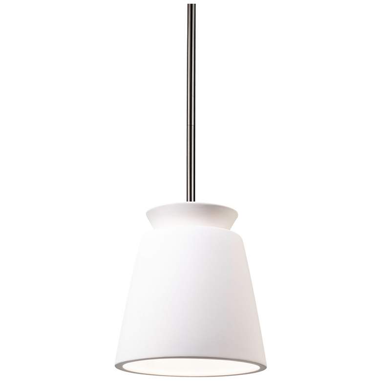 Image 1 Small Trapezoid Pendant - Bisque - Brushed Nickel - Rigid Stem