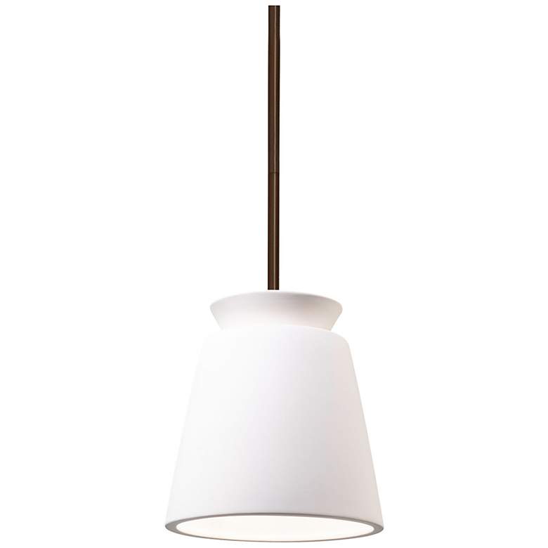 Image 1 Small Trapezoid Pendant - Bisque - Dark Bronze - Rigid Stem