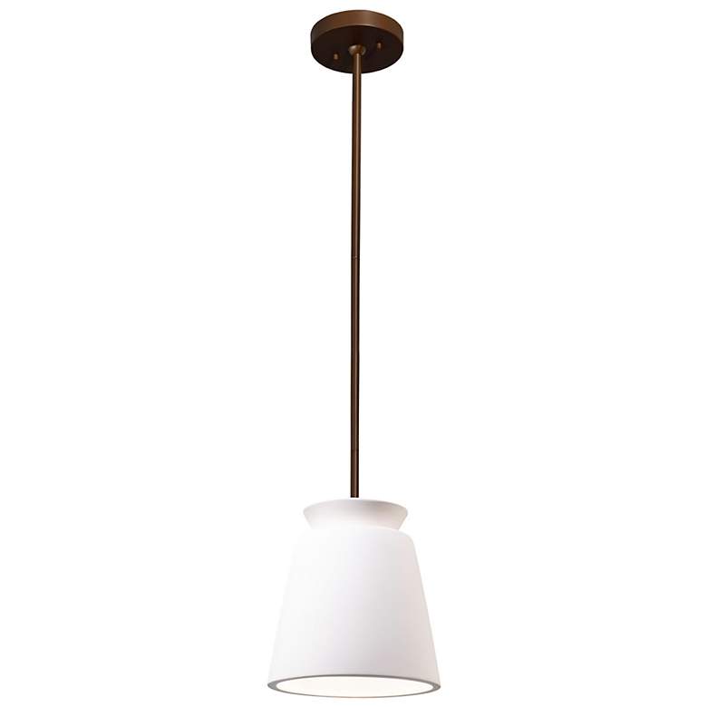 Image 2 Small Trapezoid Pendant - Bisque - Dark Bronze - Rigid Stem more views
