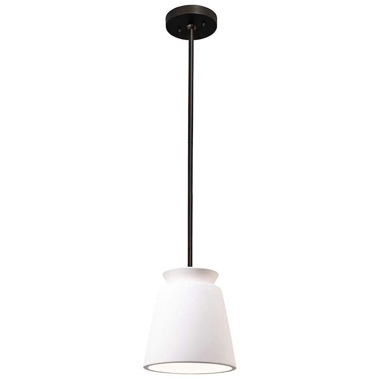 Image 2 Small Trapezoid Pendant - Bisque - Matte Black - Rigid Stem more views