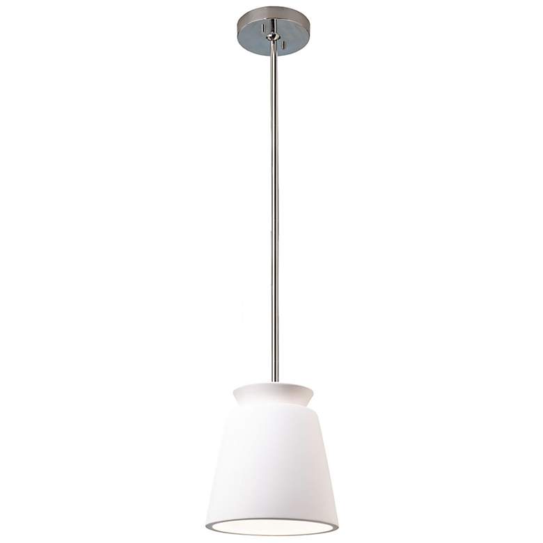 Image 2 Small Trapezoid Pendant - Bisque - Polished Chrome - Rigid Stem more views