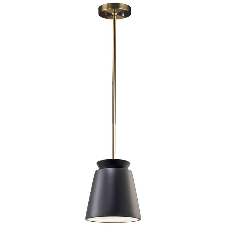 Image 2 Small Trapezoid Pendant - Carbon Black - Antique Brass - Rigid Stem more views