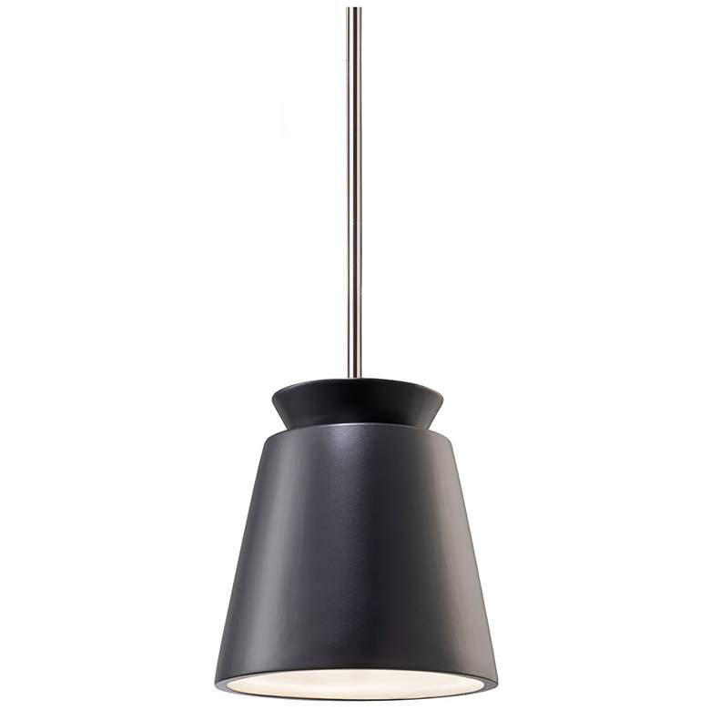 Image 1 Small Trapezoid Pendant - Carbon Black - Polished Chrome - Rigid Stem