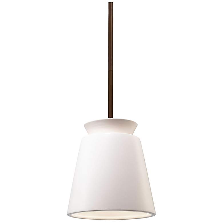 Image 1 Small Trapezoid Pendant - Matte White - Dark Bronze - Rigid Stem