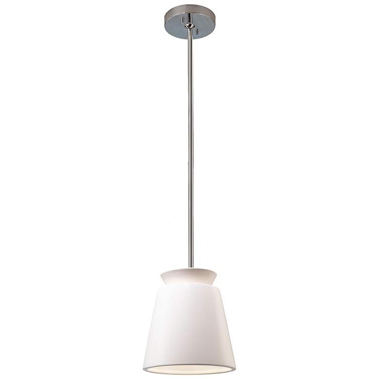 Image 2 Small Trapezoid Pendant - Matte White - Polished Chrome - Rigid Stem more views