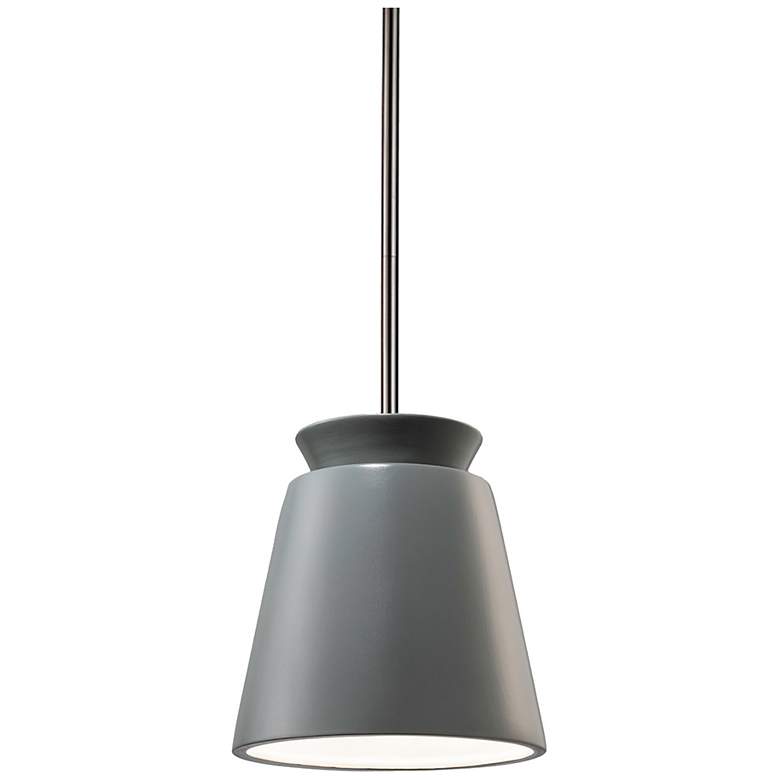 Image 1 Small Trapezoid Pendant - Pewter Green - Brushed Nickel - Rigid Stem