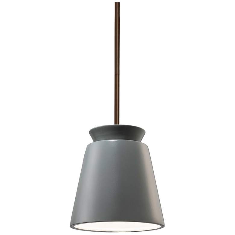 Image 1 Small Trapezoid Pendant - Pewter Green - Dark Bronze - Rigid Stem