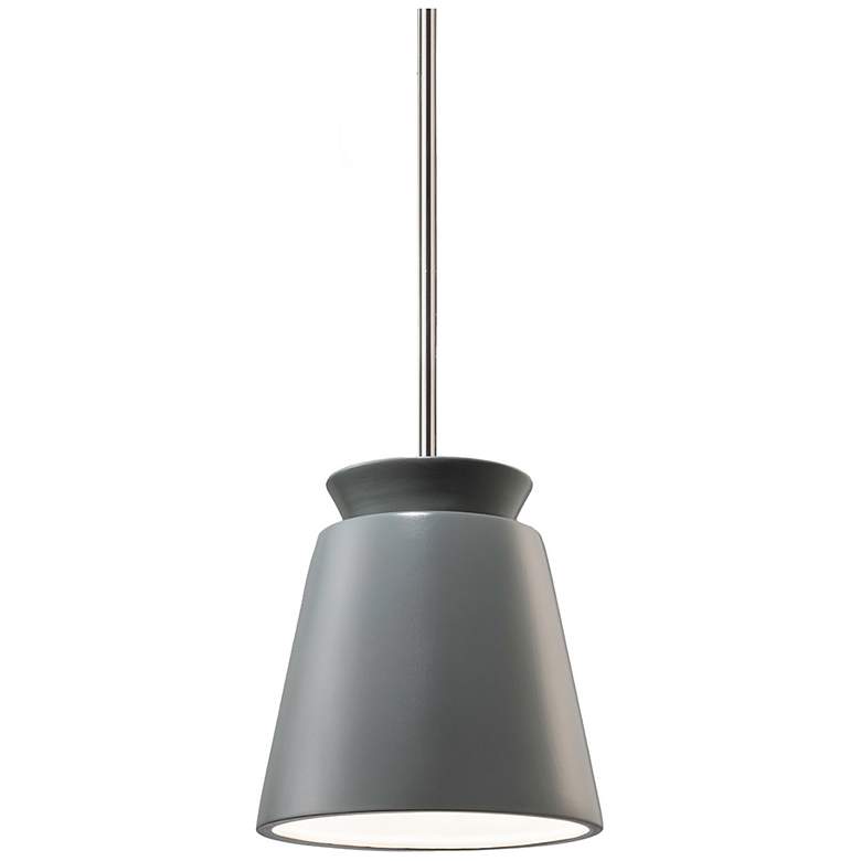 Image 1 Small Trapezoid Pendant - Pewter Green - Polished Chrome - Rigid Stem